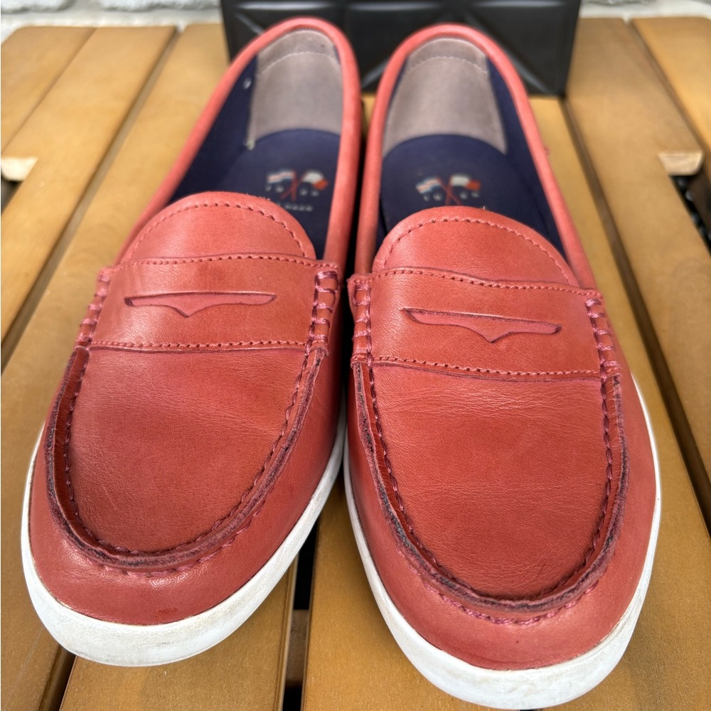 Cole Haan Red Leather boat shoe/ Loafers with Moccasin Stitching - Picture 2 of 8